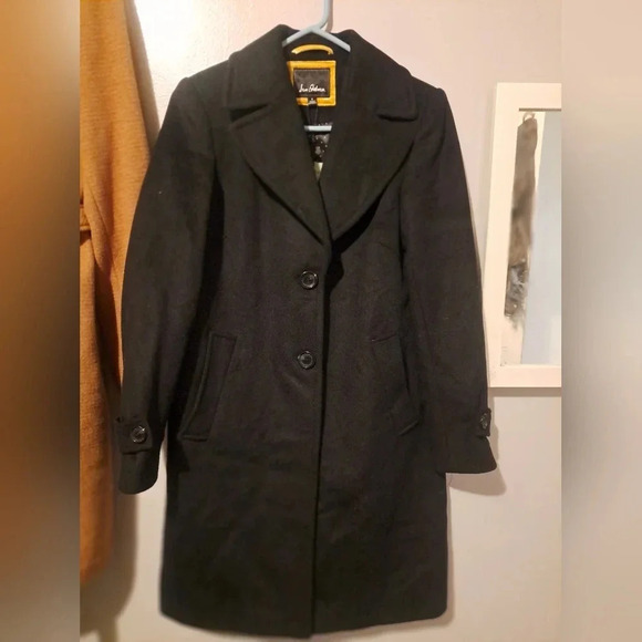 Sam Edelman Twill Walker Wool Blend Black Coat 8 - Picture 2 of 9